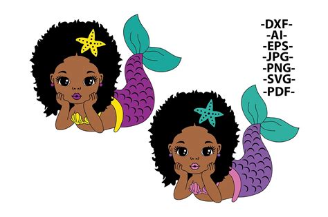 Mermaid Bundle Svg Afro Girls Svg Black Mermaid Svg 5 | Etsy