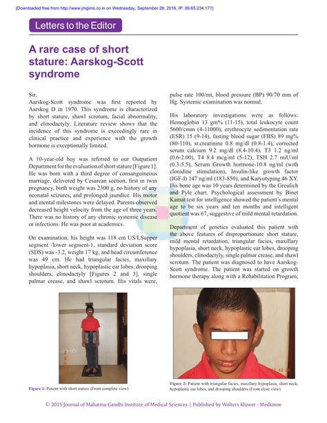 (PDF) A rare case of short stature: Aarskog-Scott syndrome