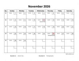 November 2026 Printable Calendars