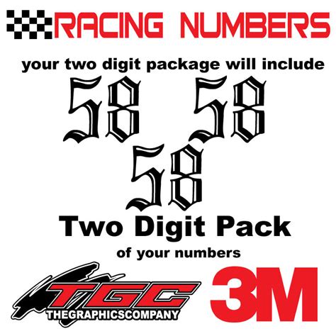 Racing Numbers Vinyl Decals Stickers Incised 3 pack – The Graphics Company