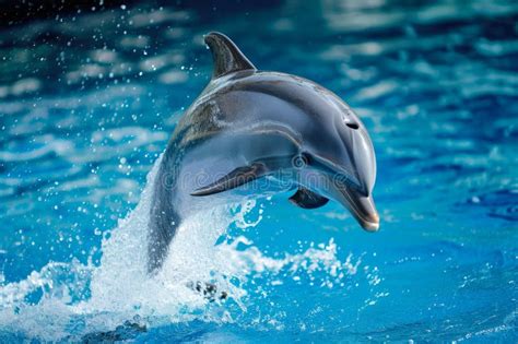 Dolphin with a Jump and a Splash Stock Image - Image of grey, leap ...