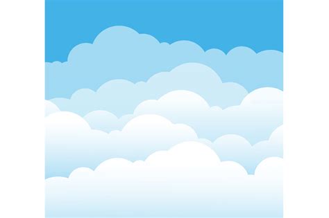 Sky and clouds. Cartoon cloudy background. Heaven scene with blue sky By Microvector | TheHungryJPEG