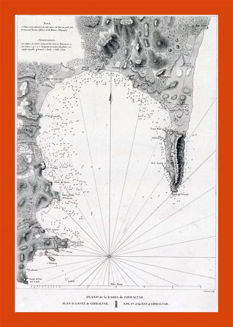 Old map of Gibraltar - 1786 | Maps of Gibraltar | Maps of Europe | GIF ...