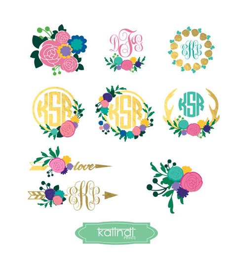 Flower Monogram Svg, Flower Svg, Monogram Svg, Svg, Flower Monogram, Monogram Frame Svg, Circle ...