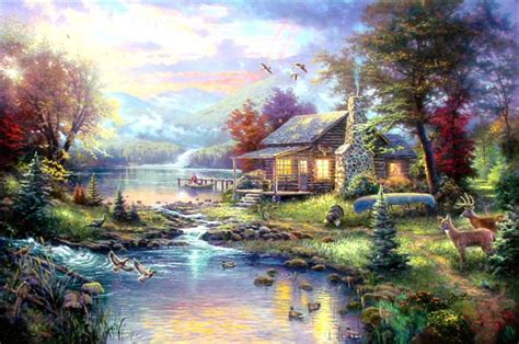 Nature's Paradise (Mountain Retreat III) by Thomas Kinkade 24x36 ...