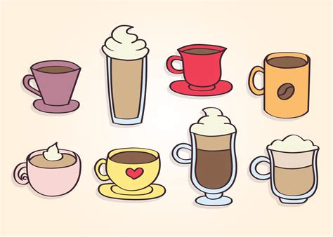 Vector de copos de café desenhados à mão - Download Vetores e Gráficos ...