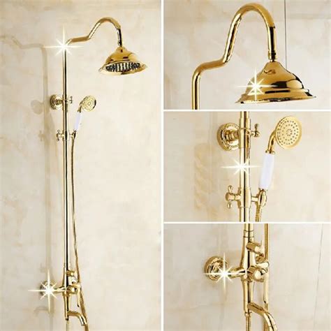 Aliexpress.com : Buy Modern Gold Bathroom Rainfall Shower Faucet Set ...