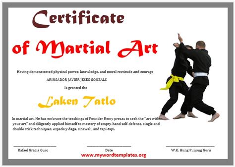 Free Printable Martial Arts Certificates - FREE PRINTABLE TEMPLATES