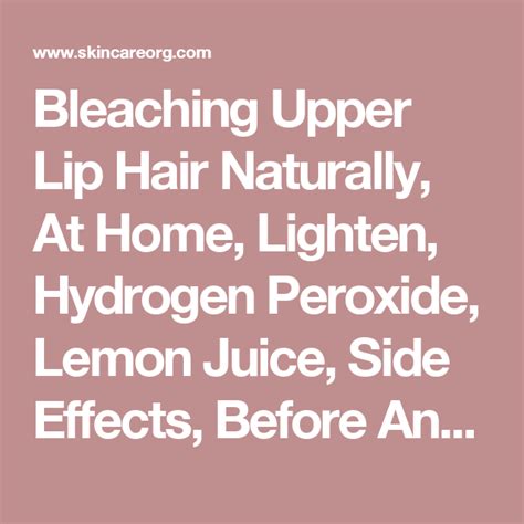 Bleaching Upper Lip Hair Naturally, At Home, Lighten, Hydrogen Peroxide, Lemon Juice, Side ...