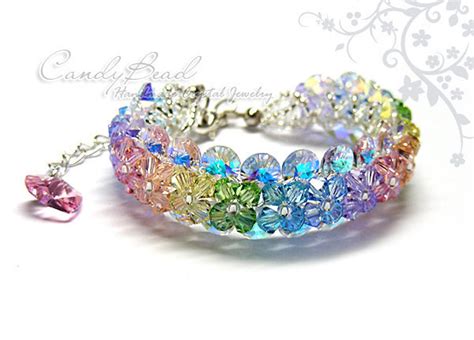 Rainbow Bracelet Crystal Bracelet Swarovski Bracelet Glass - Etsy