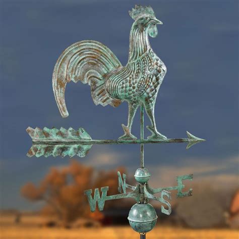 Rooster Weathervane - Blue Verde Copper - New England Outdoor - Sheds ...