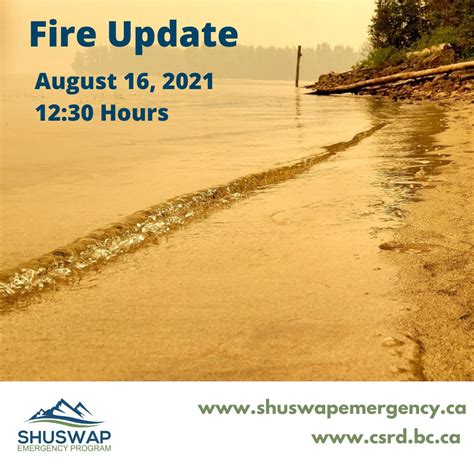 August 16, 2021 Fire Update - 12:30 Hours: News - District of Sicamous