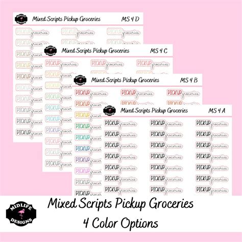 PICKUP GROCERIES Mixed Script Planner Stickers, Household Chore Stickers, Decorative Planner ...