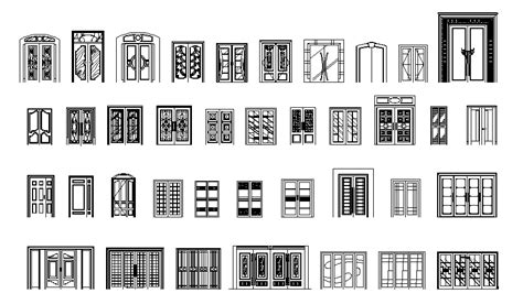 Double door elevation dwg file - Cadbull