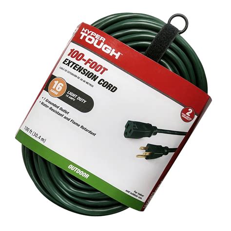 Hyper Tough 100FT 16AWG 3 Prong Green Single Outlet Outdoor Extension Cord - Walmart.com