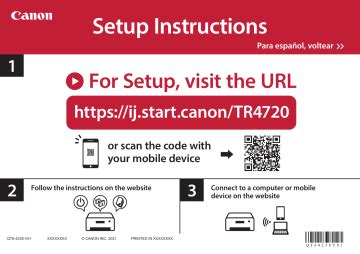 Canon PIXMA TR4720 Printer Setup Instructions | Manualzz