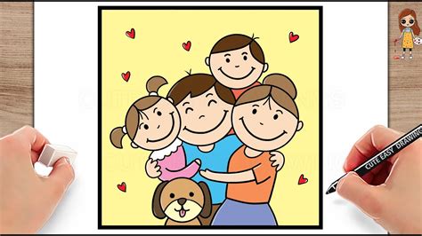 How to Draw a Cute Happy Family Easy Step by Step - YouTube