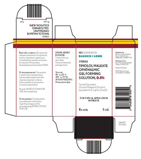 Timolol Maleate (Bausch & Lomb Incorporated): FDA Package Insert