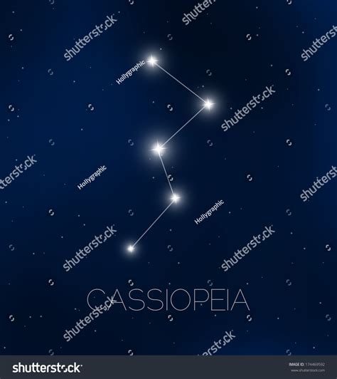 Cassiopeia Constellation Night Sky Stock Vector 174469592 - Shutterstock