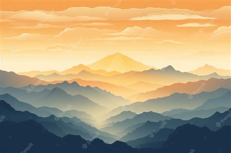 Premium AI Image | Illustration of mountain top view with sunrise light