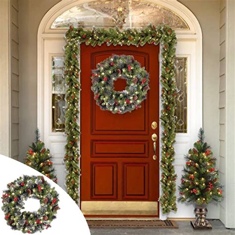 NGTEVOOS Clearance Special Offers 16" Christmas Wreath, Outdoor Lighted ...