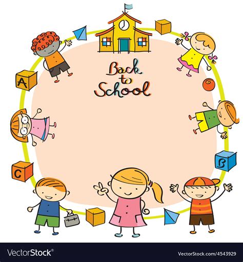 Kindergarten kids back to school frame Royalty Free Vector