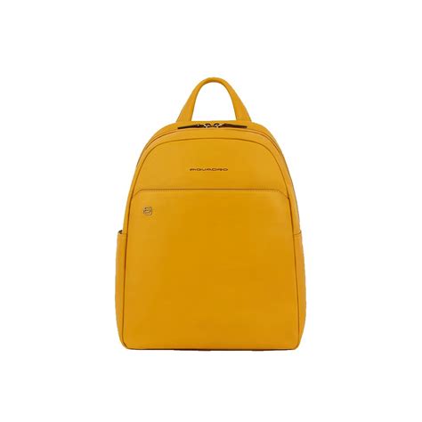 Leather backpack, Piquadro, model CA6106B3/G, in mustard color