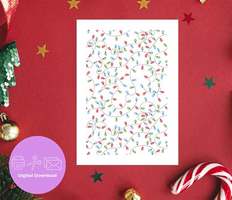 Printable Christmas Lights Card, Christmas Lights, Colorful Holiday ...