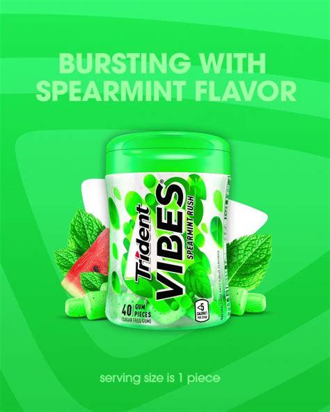 Trident Spearmint Rush VIBES packs some pep, with refreshing pops of spearmint flavor with a ...