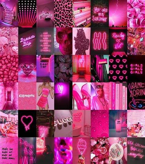 Neon Pink Aesthetic Collage Wallpaper Laptop - halvedtapes