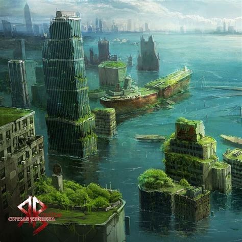 Many cities can sink under water~ | Fantasy landscape, Apocalypse ...