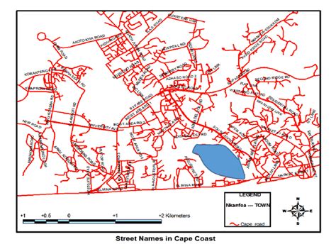 Digital Road Network Map of Cape Coast. Source: Researchers' GIS ArcMap... | Download Scientific ...