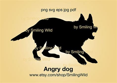 Angry Dog Svg Cut File Silhouette Black Dog Clipart German | Etsy