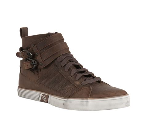 Mark Nason Lounge Dark Brown Distressed Leather Agozar Hi-top Sneakers in Brown for Men | Lyst