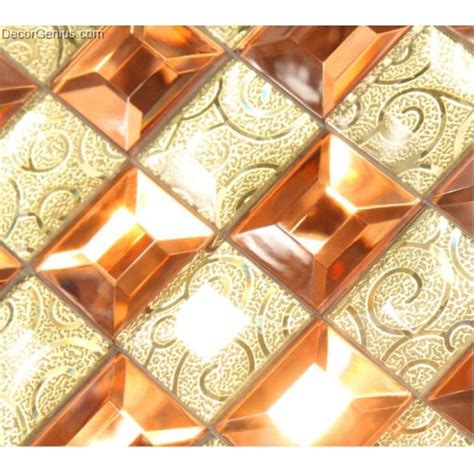 DecorGenius Amber Glass Mosaic Flooring Tile Decoration for Bathroom ...