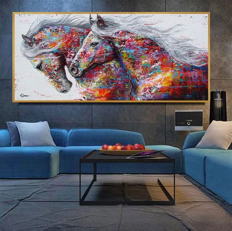 Abstract Oil Painting Large Size Canvas Horse Poster Prints Animal Wall Pictures for Living Room ...