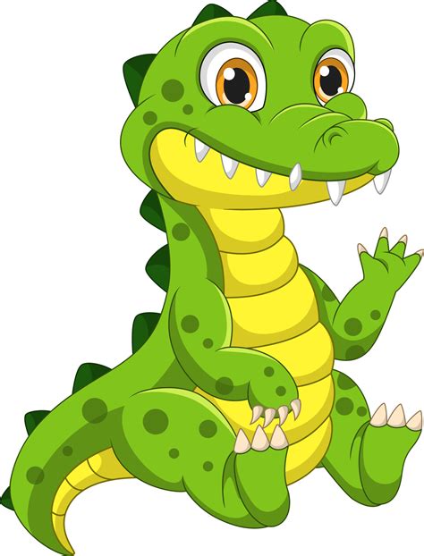 Cute baby crocodile cartoon sit and waving hand 6798437 Vector Art at ...