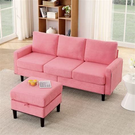 3-Seater Couch L Shaped Sectional Sofa w/Reversible Storage Ottoman ...