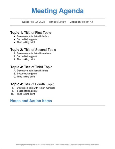 Download the Basic Meeting Agenda from Vertex42.com | Recette, Hidden agenda