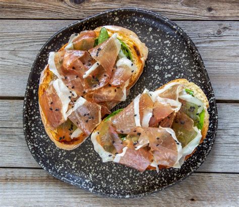 Bruschetta with Prosciutto . Italian Cuisine. National Food Stock Photo ...