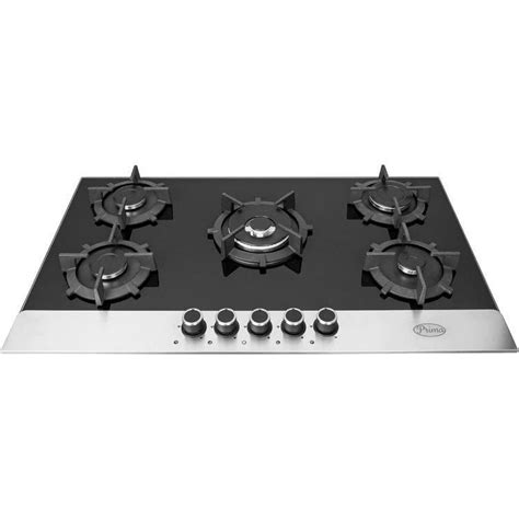 Prima Glass Built In Gas Hob, 5 Burners, 90 cm, Black - HGBF 149050