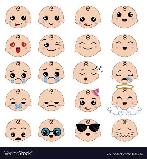 Cute emoticons set Royalty Free Vector Image - VectorStock