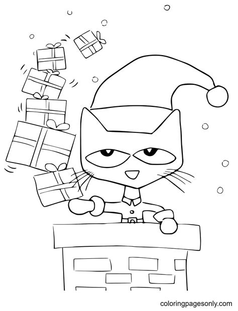 Pete the Cat Saves Christmas Coloring Page - Free Printable Coloring Pages