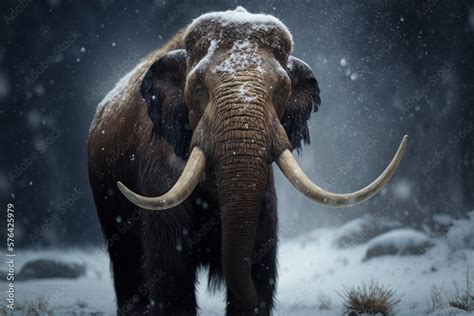 Prehistoric mammoth in ice age, Generative AI Stock Illustration ...