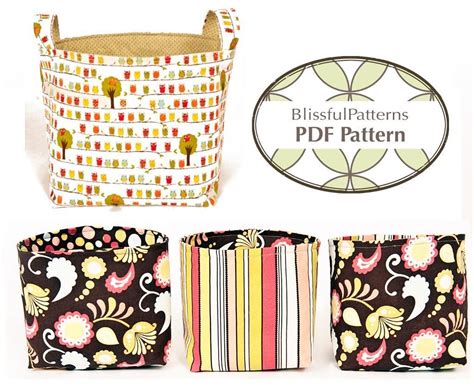 Fabric Bin PDF ... by BlissfulPattern | Sewing Pattern | Sewing patterns, Pdf sewing patterns ...