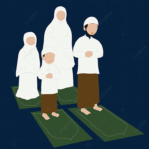 Ilustrasi Keluarga Muslim Sholat Berjamaah, Doa, Keluarga, Sholat Berjamaah PNG Transparan ...