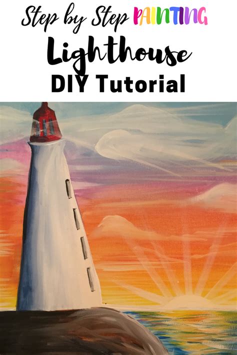 Lighthouse Painting - Step By Step Acrylic Tutorial - With Pictures