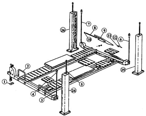 Auto Lift Parts, Tower and Restraint System Breakdown, for Benwil and Bishamon 4 Post Lifts (SVI ...