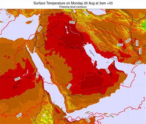 Kuwait Surface Temperature on Monday 06 Sep at 9am AST