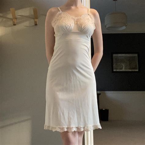 vintage heavenly lingerie 2000s white slip... - Depop